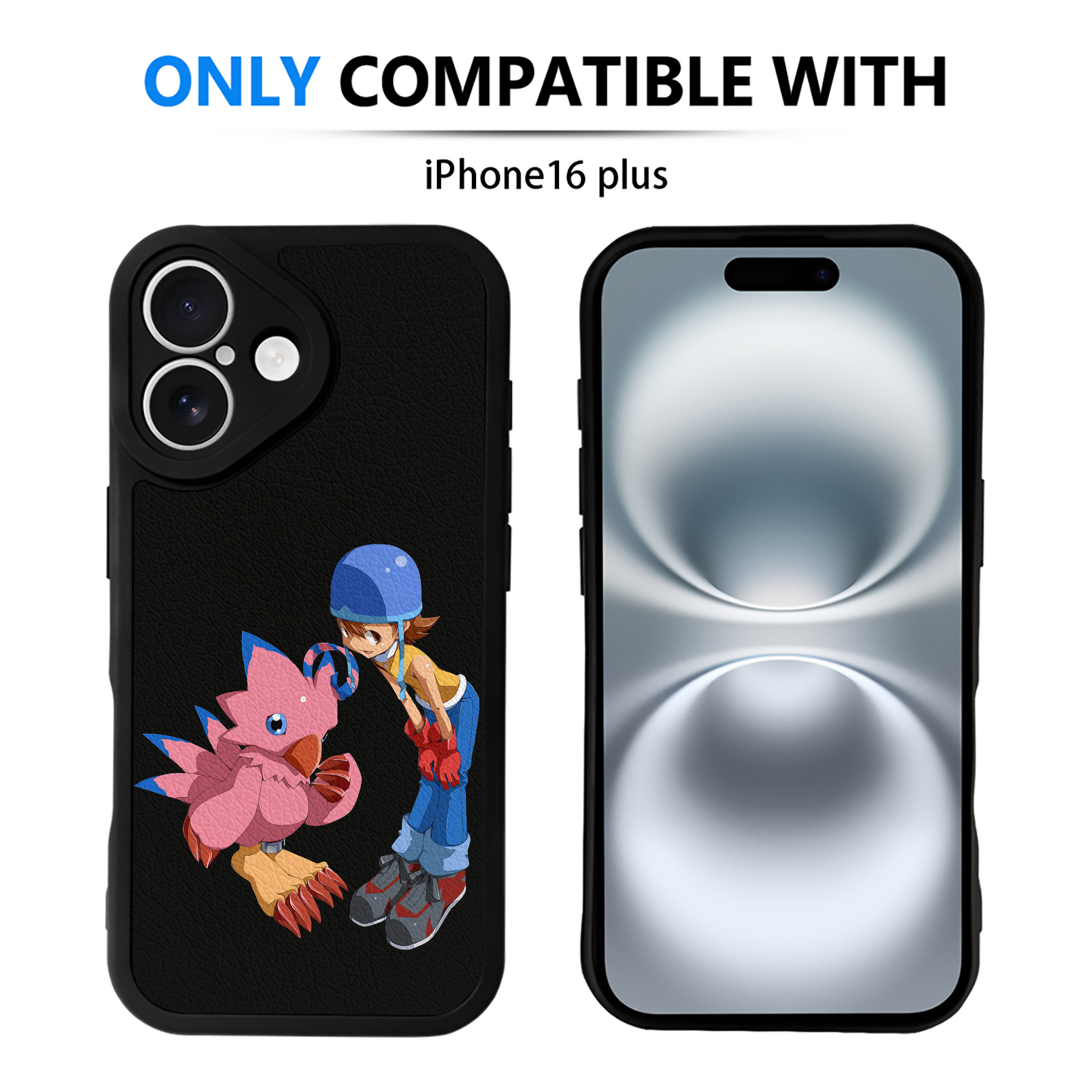 （画像用） Digimon デジタルモンスター/デジモン 【iPhone 16シリーズ対応】シリコンスマホケース（レザー調） 材質：シリコン